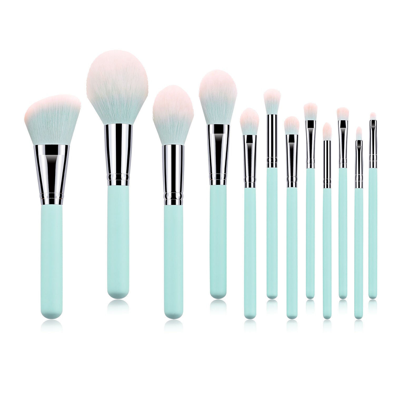 12 pinceaux de maquillage bleu clair