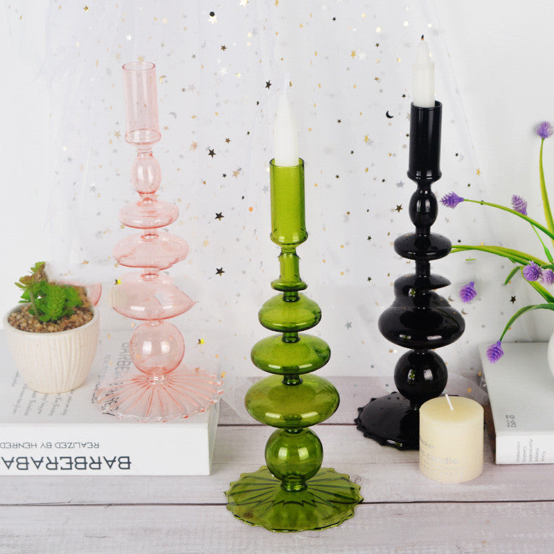 Porte-bougie créatif en verre soufflé à la main, ornement de maison