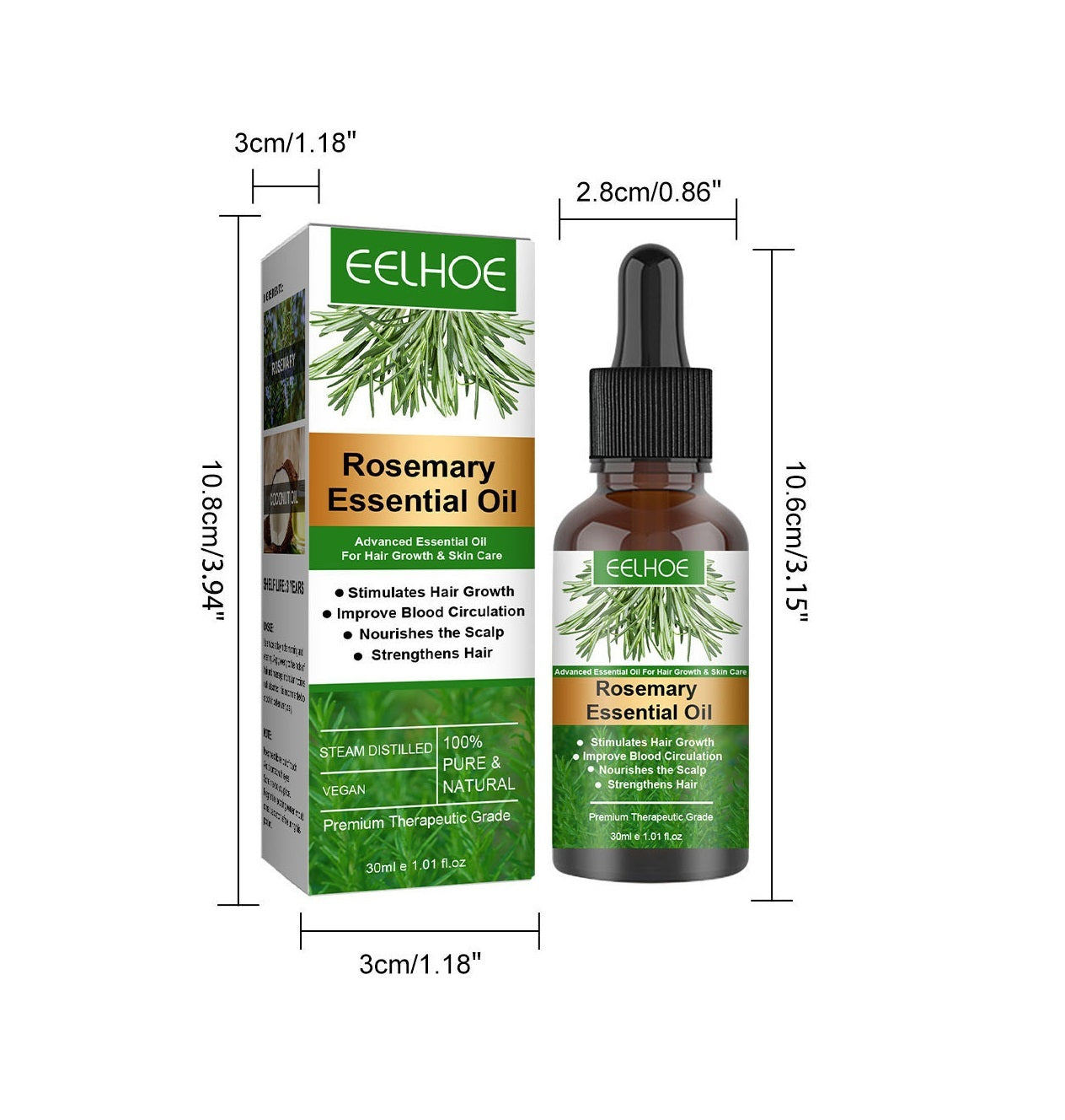 Huile essentielle de romarin pour les soins capillaires Anti-chute Croissance des cheveux Soin capillaire Nourrit le cuir chevelu et les racines des cheveux