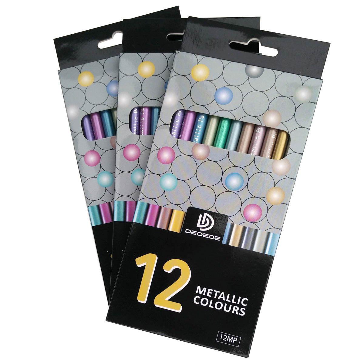 12 Color Metallic Marking Pen Black Wood Colored Pencil Fluorescent Color Filling Drawing Art Pen