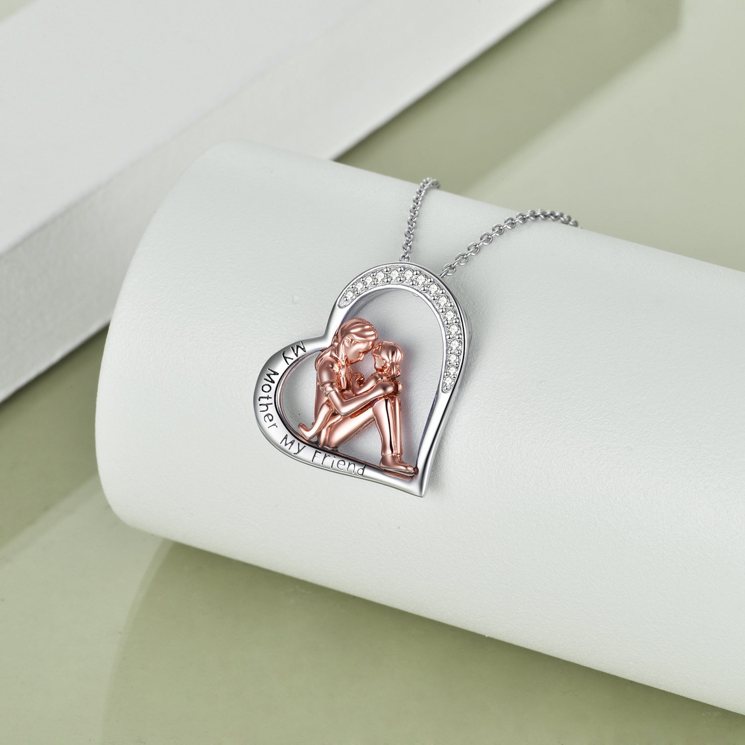 Collier Mère Fille en Argent Sterling 925 Gravé "My Mother My Friend" Bijou Cadeau Fête des Mères Anniversaire pour Maman de la part de sa Fille