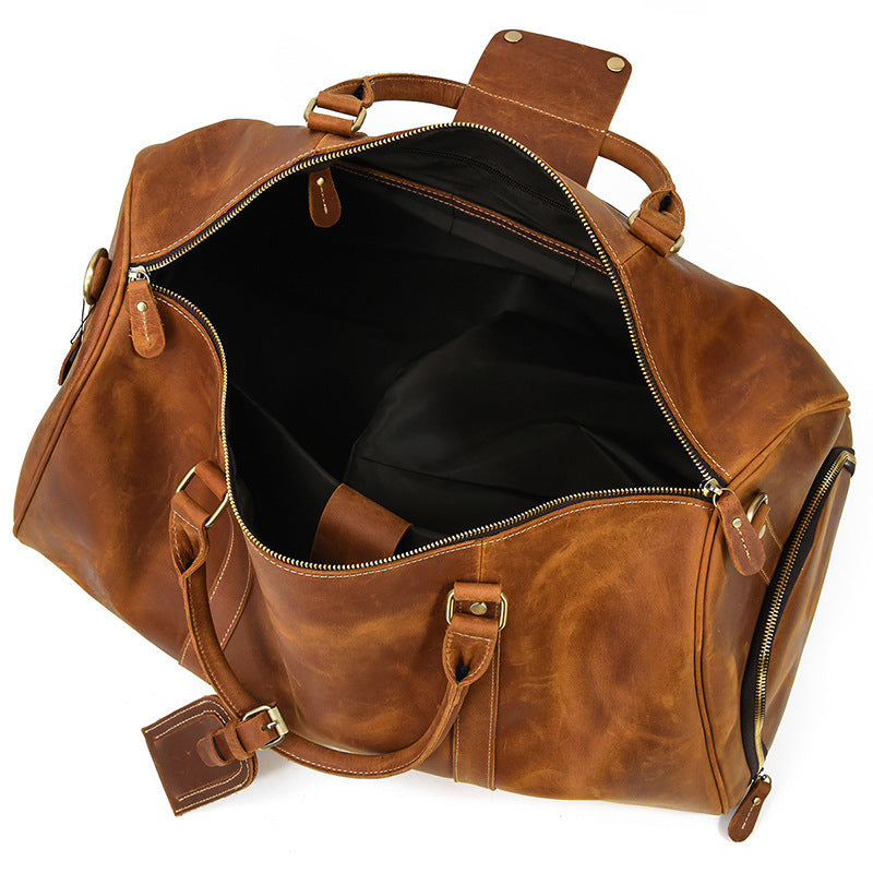 Sac de voyage rétro en cuir véritable de première couche pour hommes