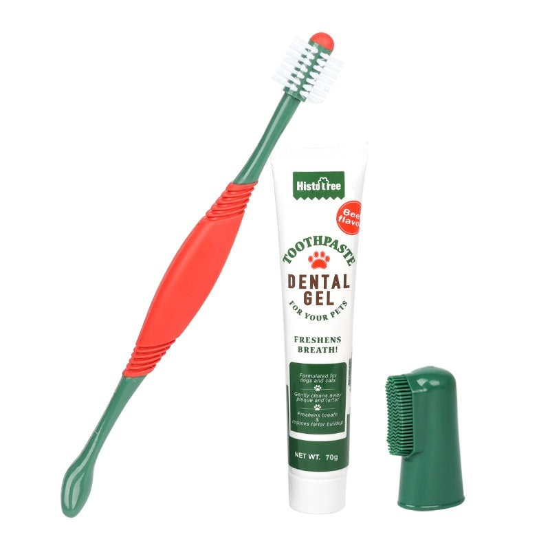 Pet Toothpaste Toothbrush Set Cat And Dog Finger Stall Cleaning Pet Supplies