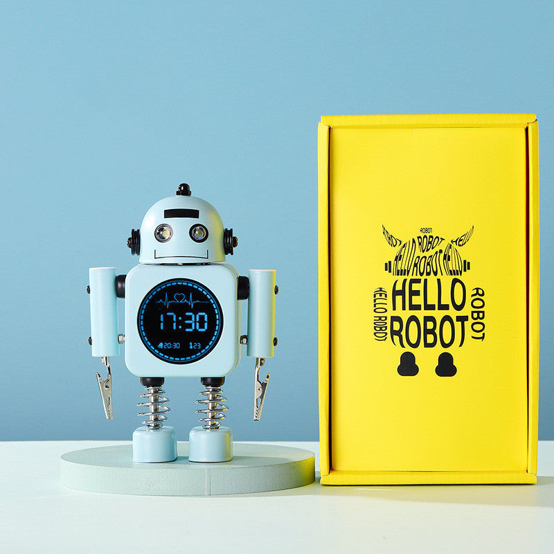 The New Robot Alarm Smart Desktop Bedside Clock Mute