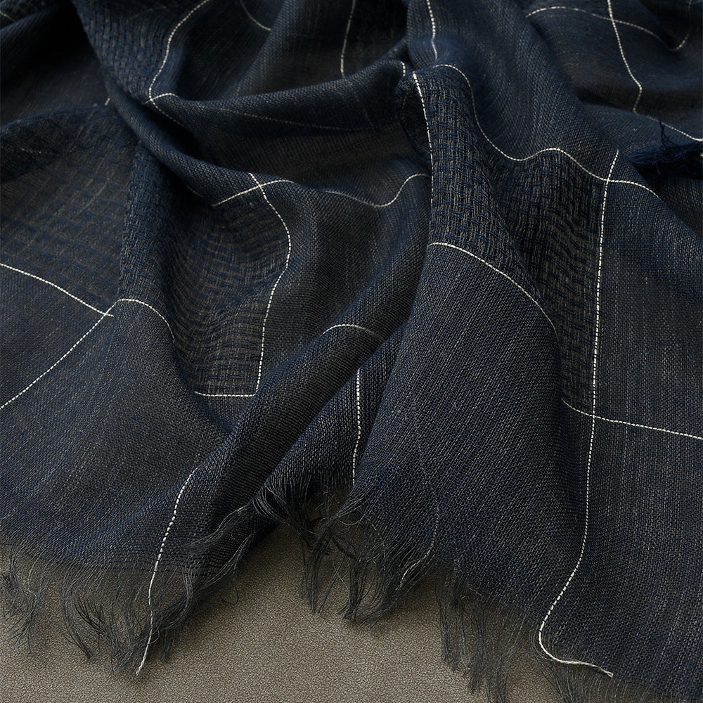 Écharpe Hiver Grande Taille à Carreaux Bicolore avec Pompons
