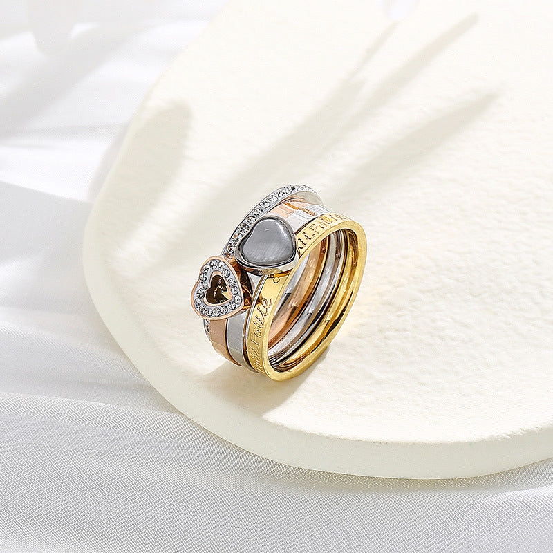 Simple Fashion Stainless Steel Ring Four In One