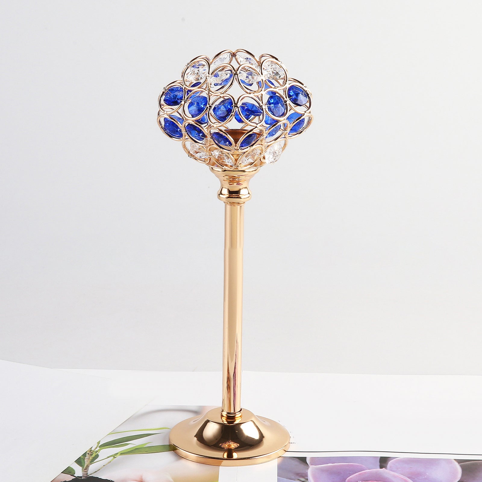 Crystal Candle Holder Creative Decoration Restaurant Metal Glass