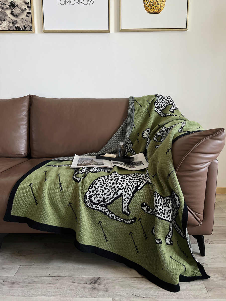 Green Living Room Single Sofa Cover Cover Blanket Nap Blanket