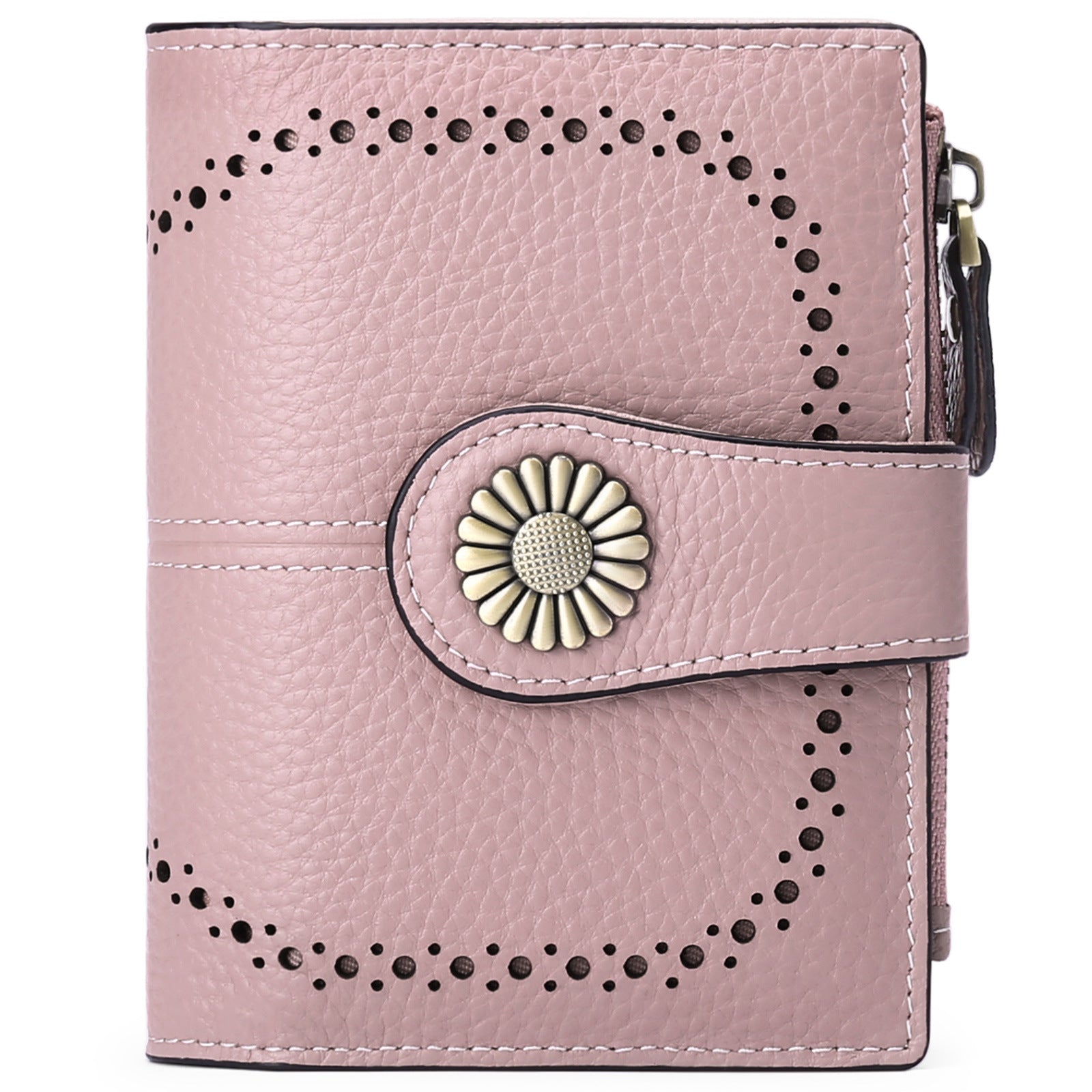 Wallet Women's Short Oil Wax Leather Zipper Card Holder