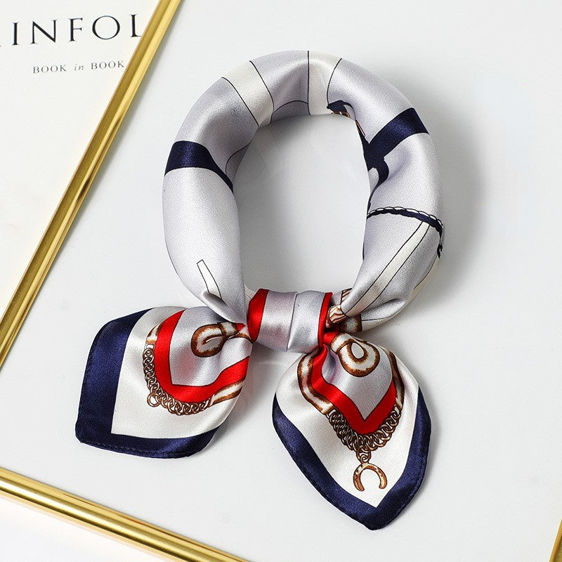 Silk Scarf Women's Spring And Summer New Fashion Professional All-match Printing Satin Silk Small Square Scarf Soft Scarf