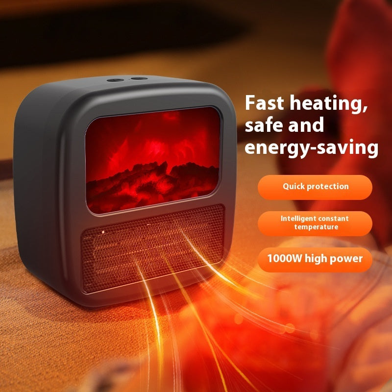 Radiateur Soufflant Électrique Portable Chauffage D'Appoint 3D à Flammes Réalistes Ventilateur d'Air Chaud Chauffage d'Hiver
