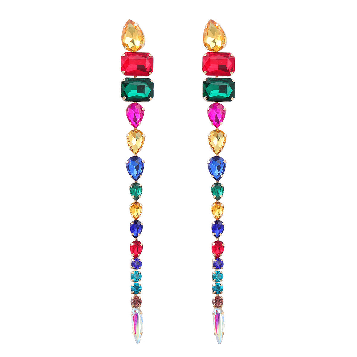 Glass Diamond Long European And American Exaggerated Earrings