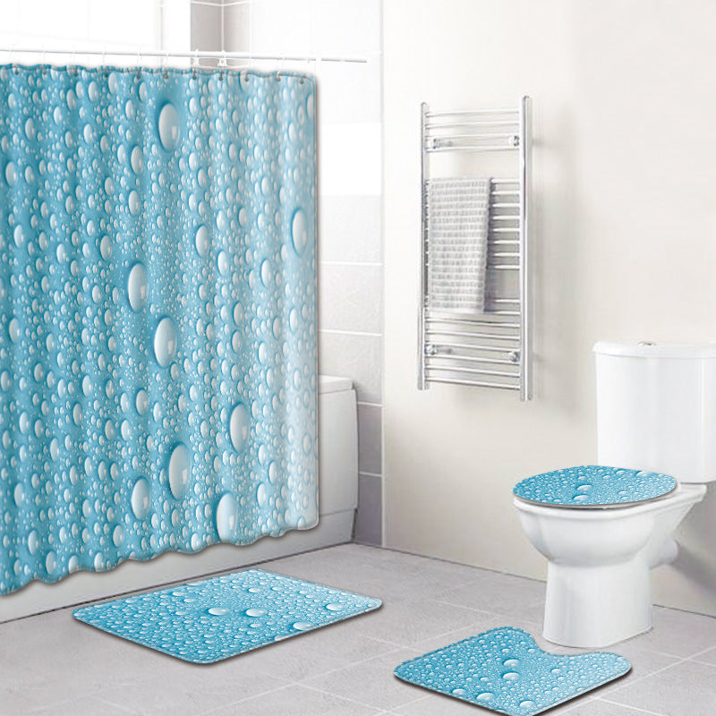 Shower Curtain Bathroom Anti-slip Mats Four-piece Set