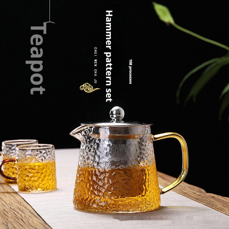 Théière en Verre Ultra Épais Infuseur à Thé Grande Taille Transparent Filtre en Acier Inoxydable Fleurs et Plantes Résistantes à la Chaleur