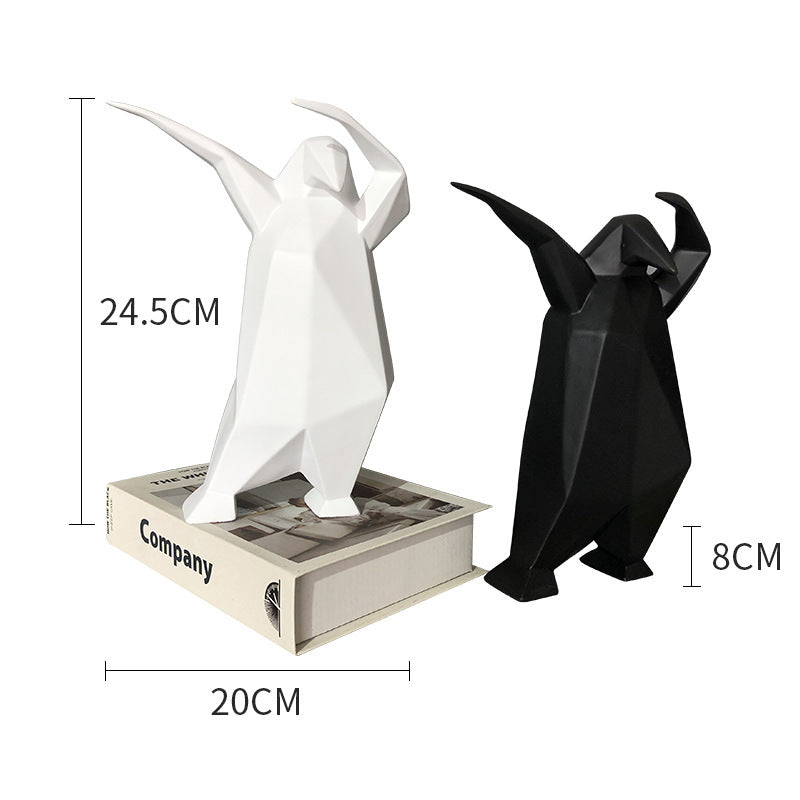 Cartoon Animal Penguin Resin Decorations Abstract Sculpture Chinese Style