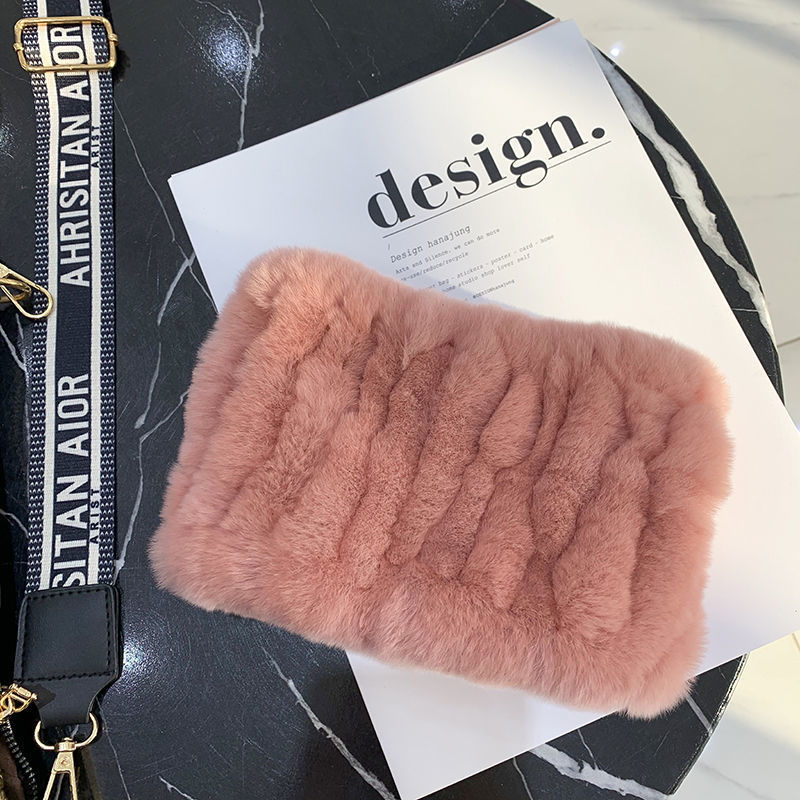 Rex Rabbit Fur Bandana Women's Winter Elastic Net Scarf Hair Band Wild Grass Plush Headband Children's Scarf
