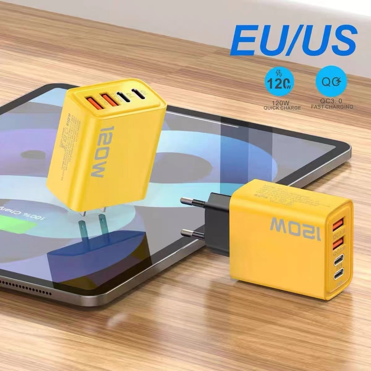 120W Smart Phone Fast Charge Charger Multi-port