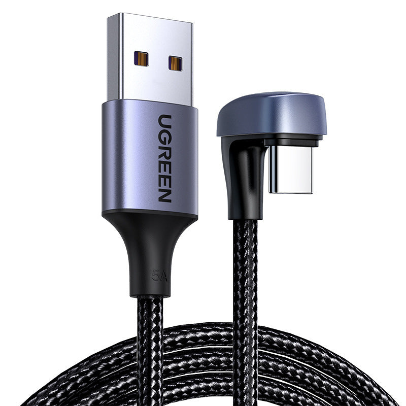 Lvlian USB Type-C Cable 5a Elbow U-shaped Braided Charging Long Cable