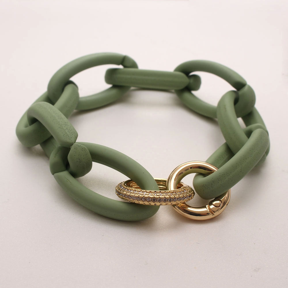 Fashion Resin Geometric Panel Acrylic Micropaved Zircon Bracelet