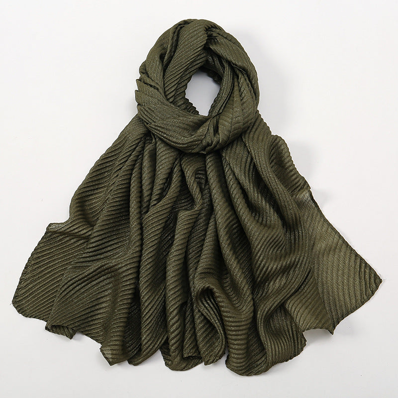 Pure Color Crumpled Polyester Soft Women's Casual Scarf