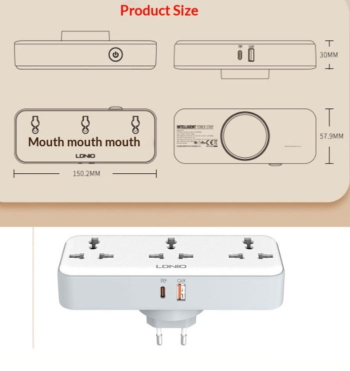 Multi-functional 180-degree Rotating Wireless Power Strip