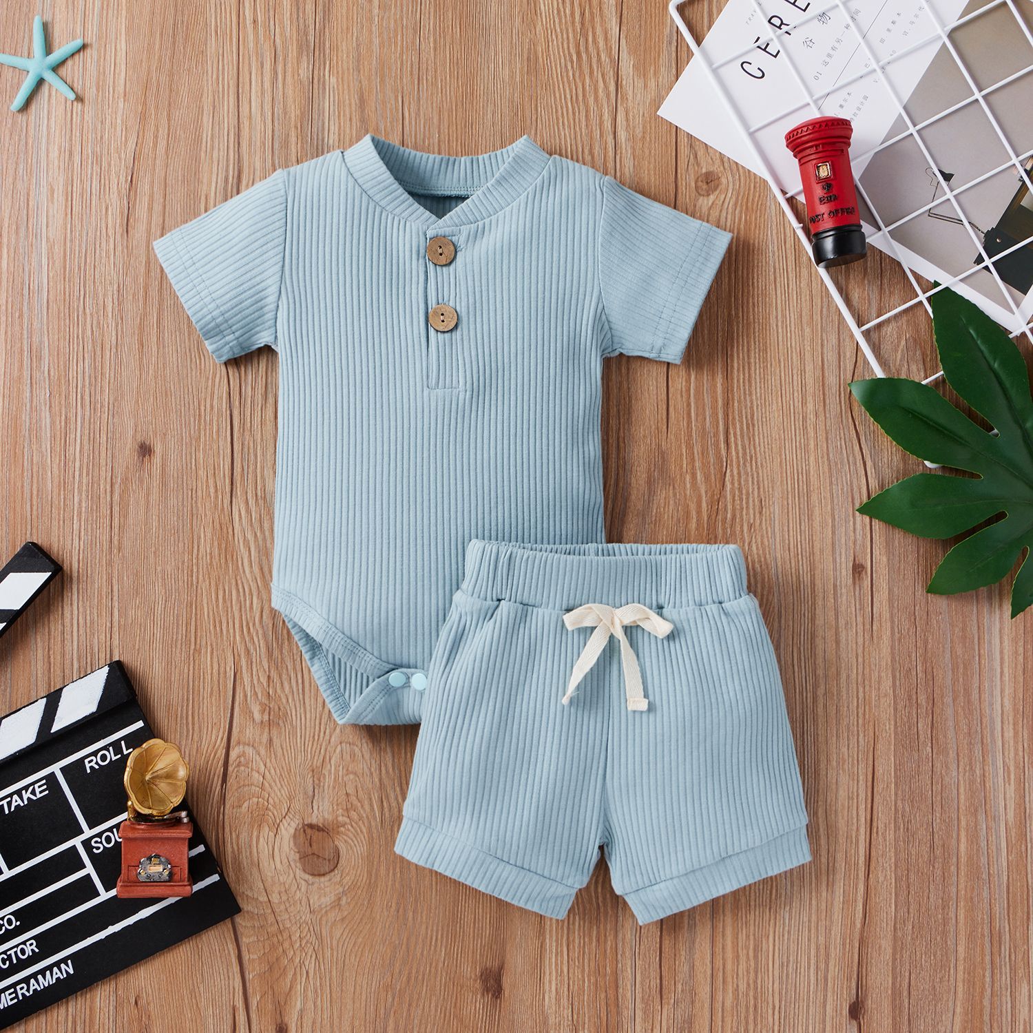 Vêtements pour enfants Body bébé Décontracté Haut à manches courtes réglable et short
