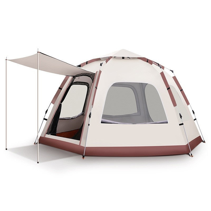 Outdoor Camping Camping Beige Khaki Large Hexagonal Tent Windproof Waterproof Anti Mosquito