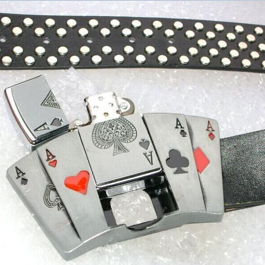 Men's And Women's Poker Riveted Lighter Belts