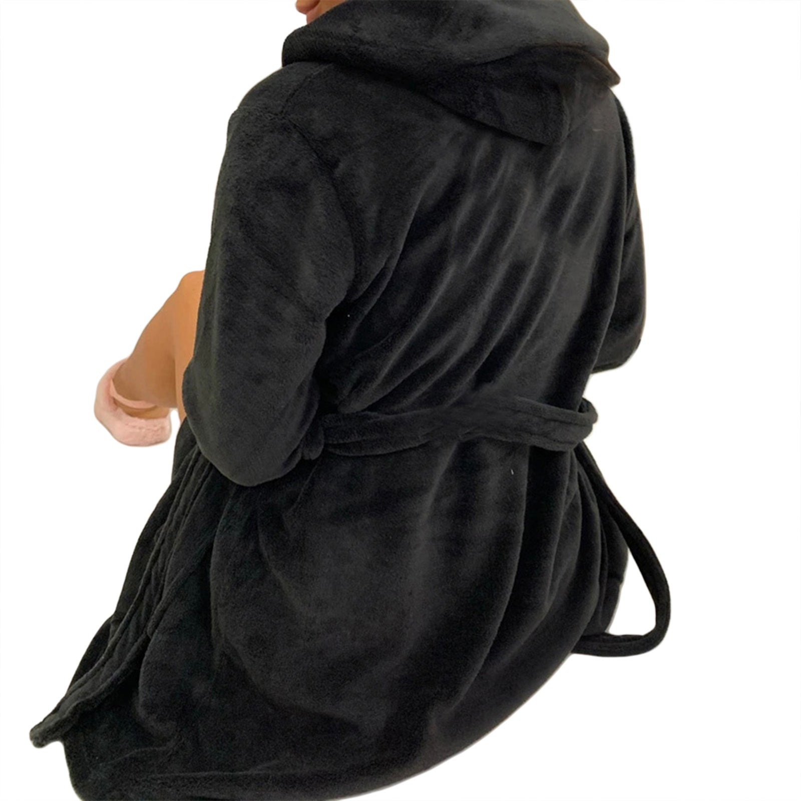 Leopard Tie Dye Printed Lace-up Hooded Bathrobe Long Sleeve