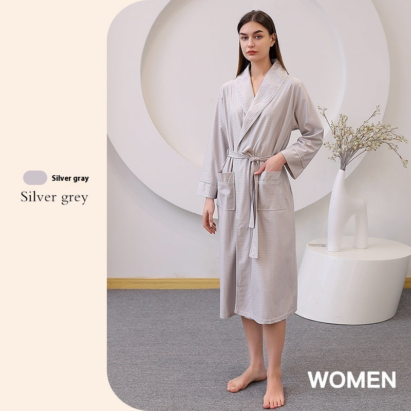 Thin Satin Bathrobe Water-absorbing Quick-drying Couple Nightgown