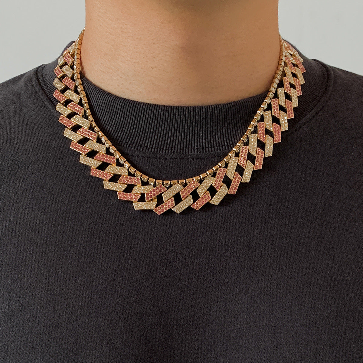 Cuban Chain Color Block Full Diamond