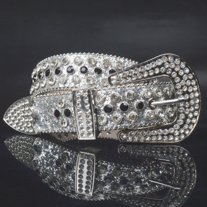 Ceinture pour femmes, boucle ardillon, strass, extension