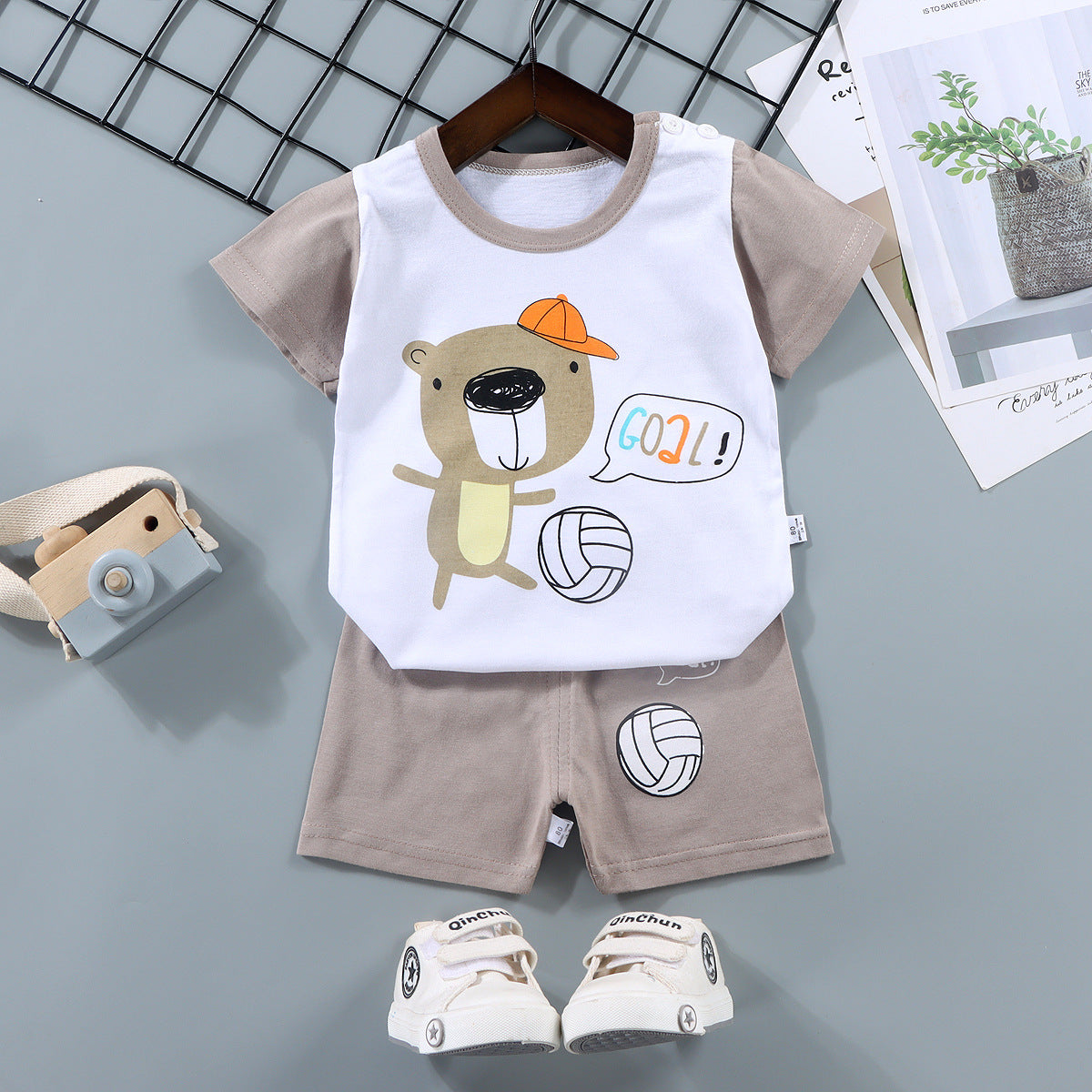 Boy's Summer Cotton Short Sleeve Suit