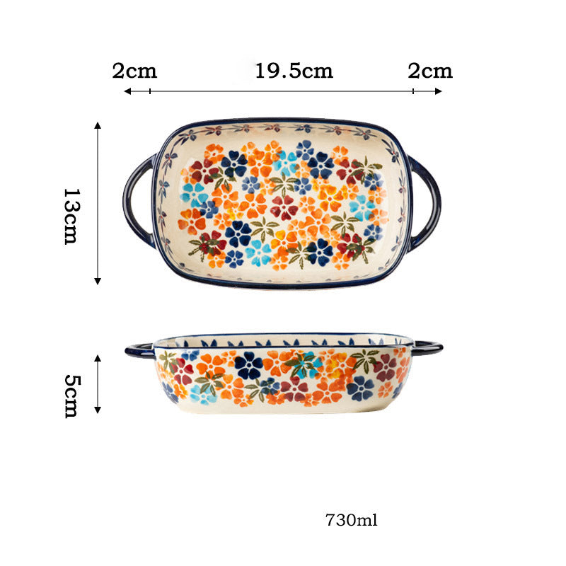 Bandeja para hornear de cerámica rectangular retro para el hogar