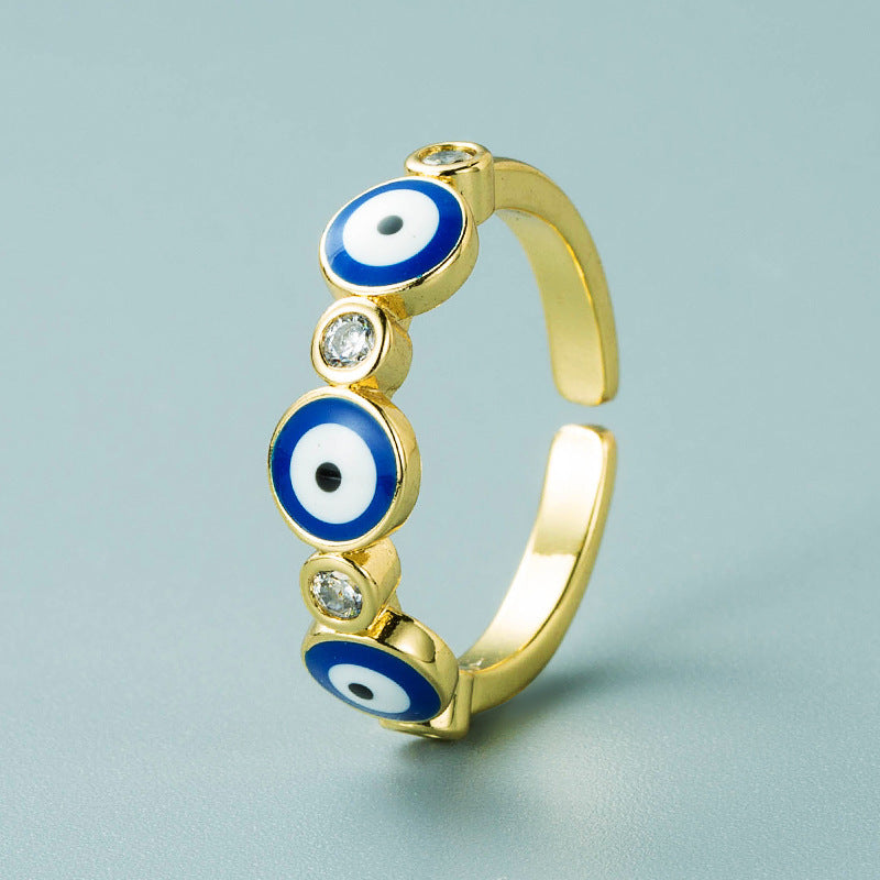 Ins European And American Copper Gold-plated Oil Eye Ring