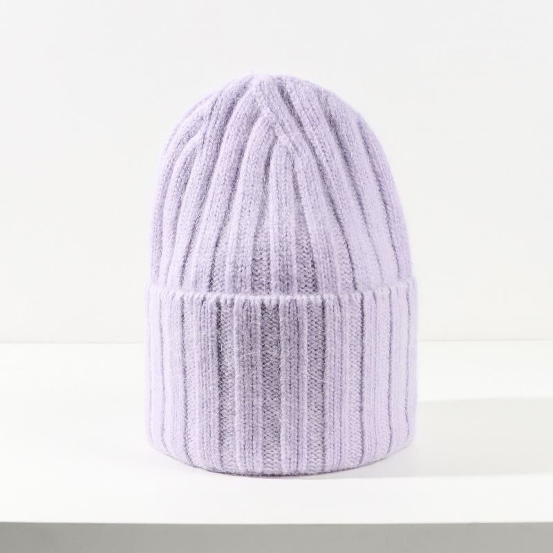 Korean Version Of The Versatile Knitted Hat Japanese Rabbit Hair Vertical Strip Aging