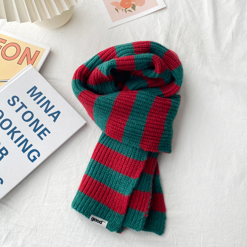 New Contrast Striped Scarf For Women's Warmth