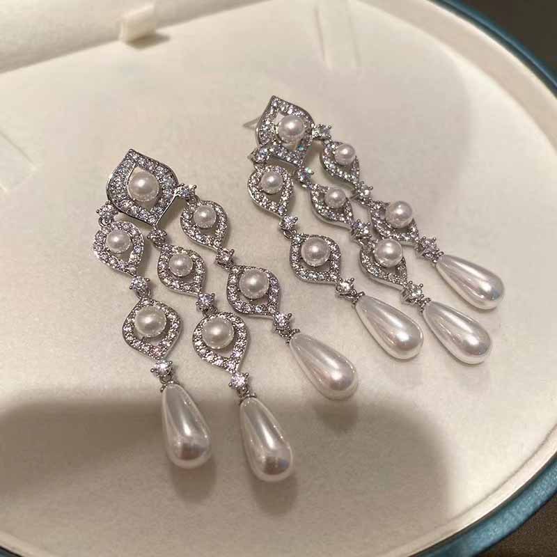 European And American Retro Exaggerated Long Fringe Earrings Female Water Drop