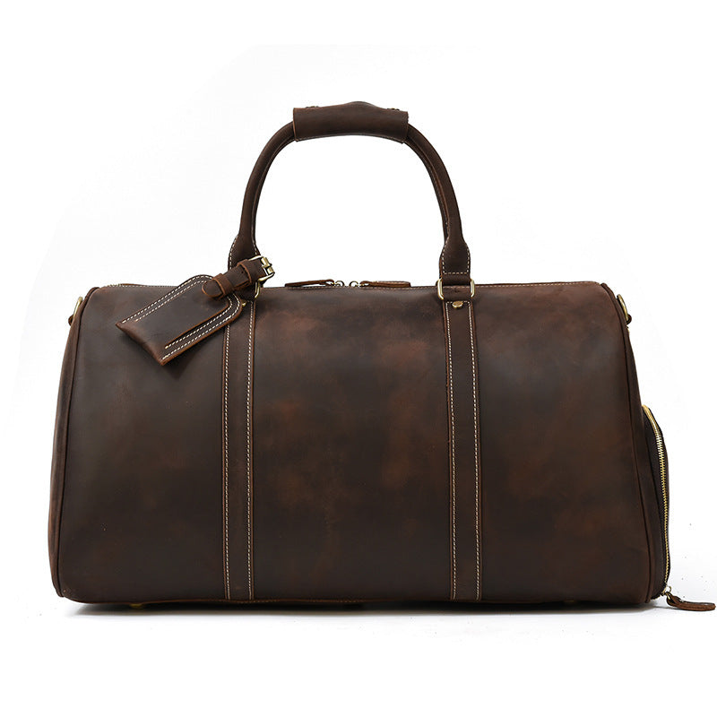 Sac de voyage rétro en cuir véritable de première couche pour hommes