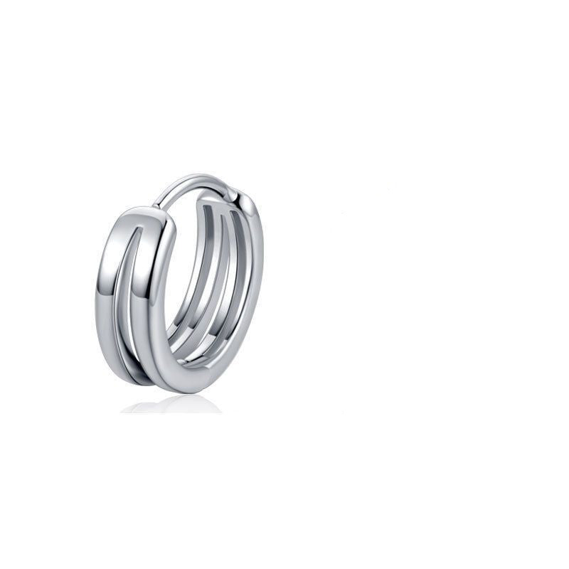 925 Silver Male Niche Design New Hip Hop Personality Ins Earrings