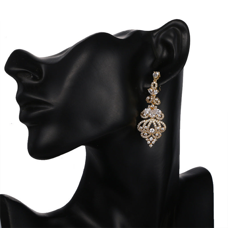 Exaggerated Temperament Long Zircon Earrings For Women