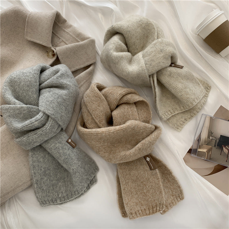 Soft Waxy Knitted Cashmere Warm Scarf Student Girl