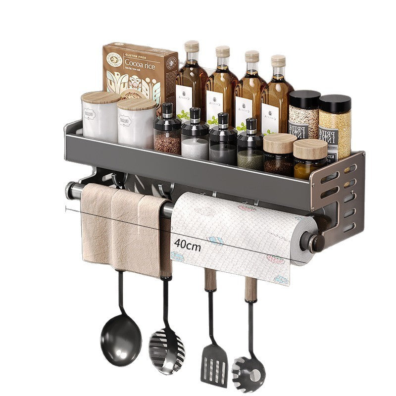 Gun Gray Kitchen Storage Rack Alumimum Punch-free Multi-functional Household
