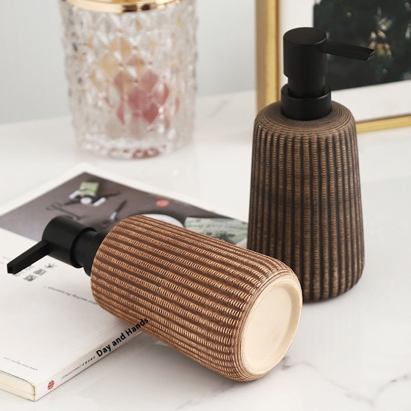 Retro Creative Ceramic Vertical Pattern Lotion Bottle