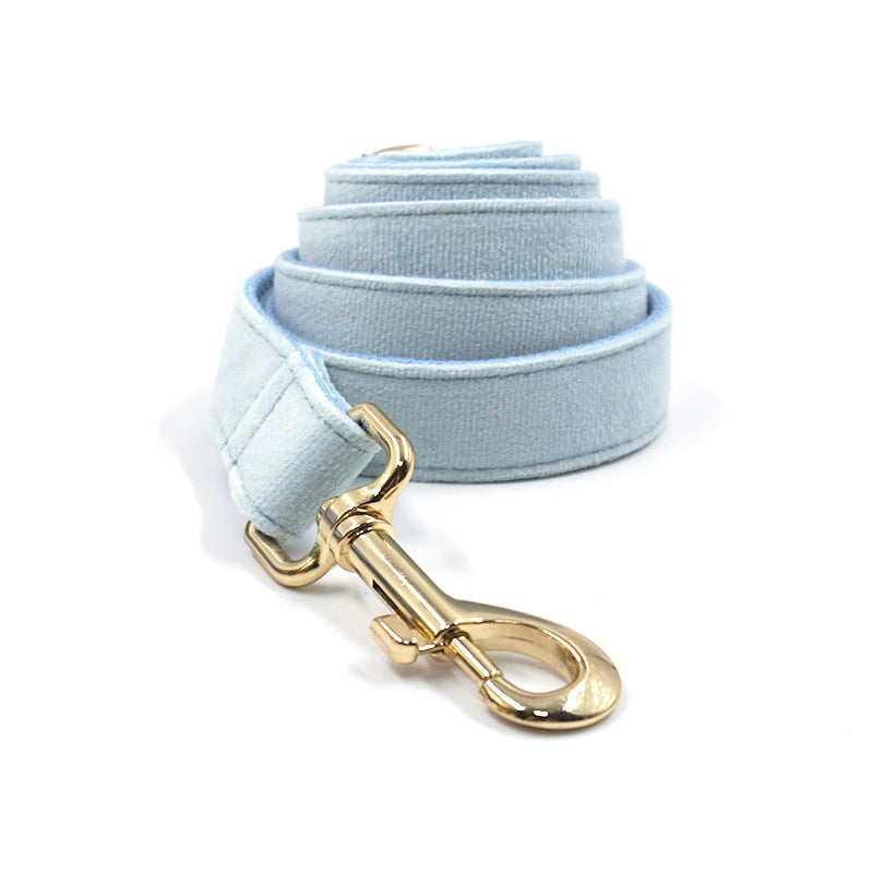 Sky Blue Velvet Gold Collar Leash Europe And America