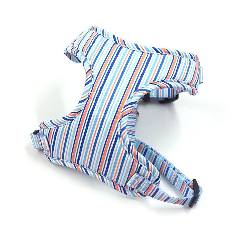 Striped Print Pet Chest And Back Leash Bow Trash Bag Set