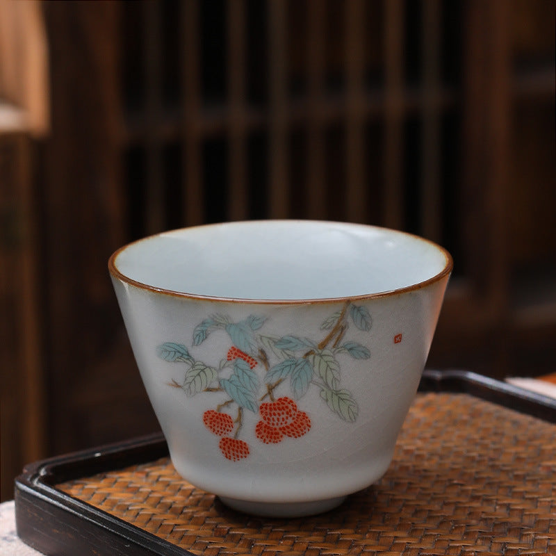 Ceramic Personal Tea Cup Gracked Glaze Supportable Tea Cup