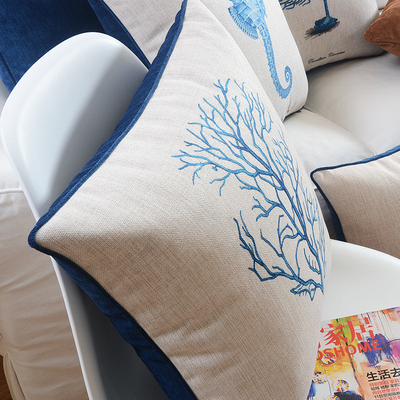 Ocean Series Home Sofa Cotton And Linen Cushion Case