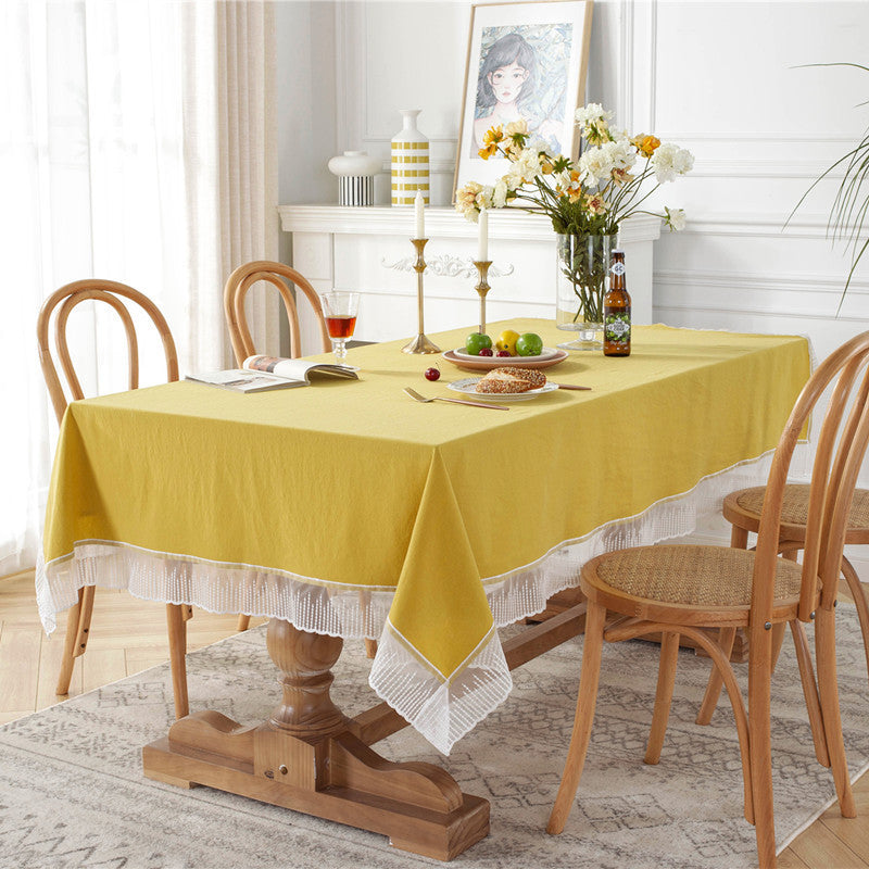 French Romantic Solid Color Cotton Meteor Shower Lace Tablecloth