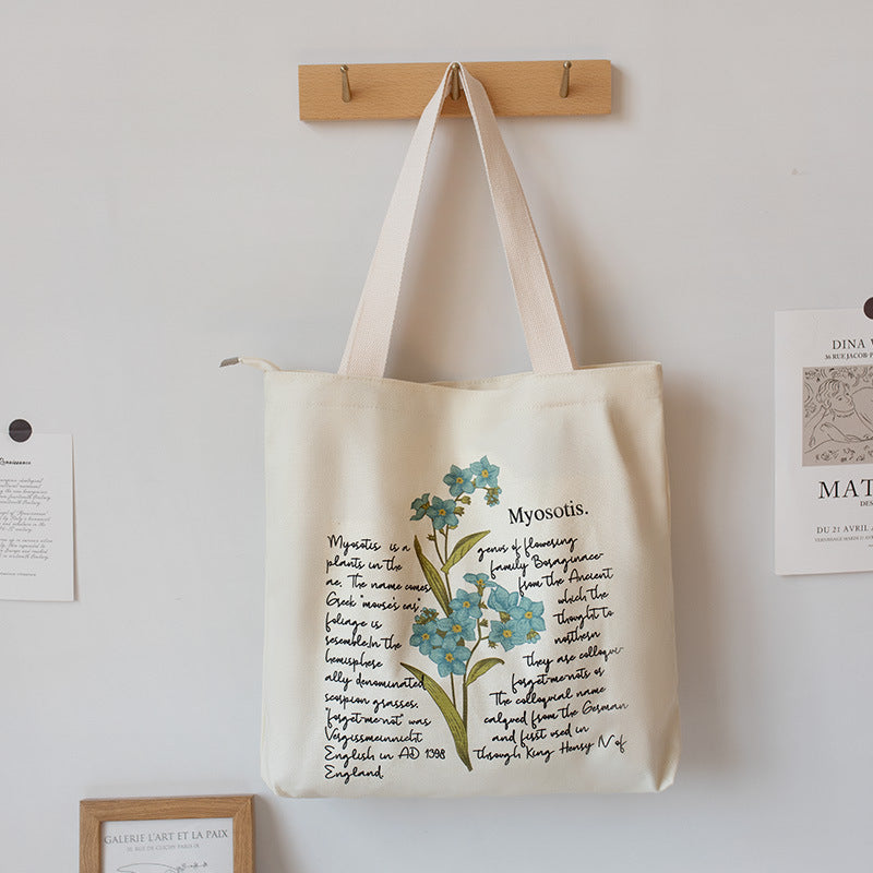 Literary And Retro Large-capacity Student Class Tote  Canvas Bag